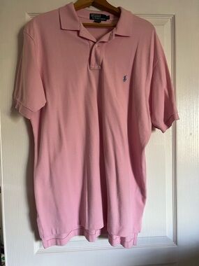 Polo Ralph Lauren Polo Shirt Men's Large Pink Short Sleeve Casual blue pony